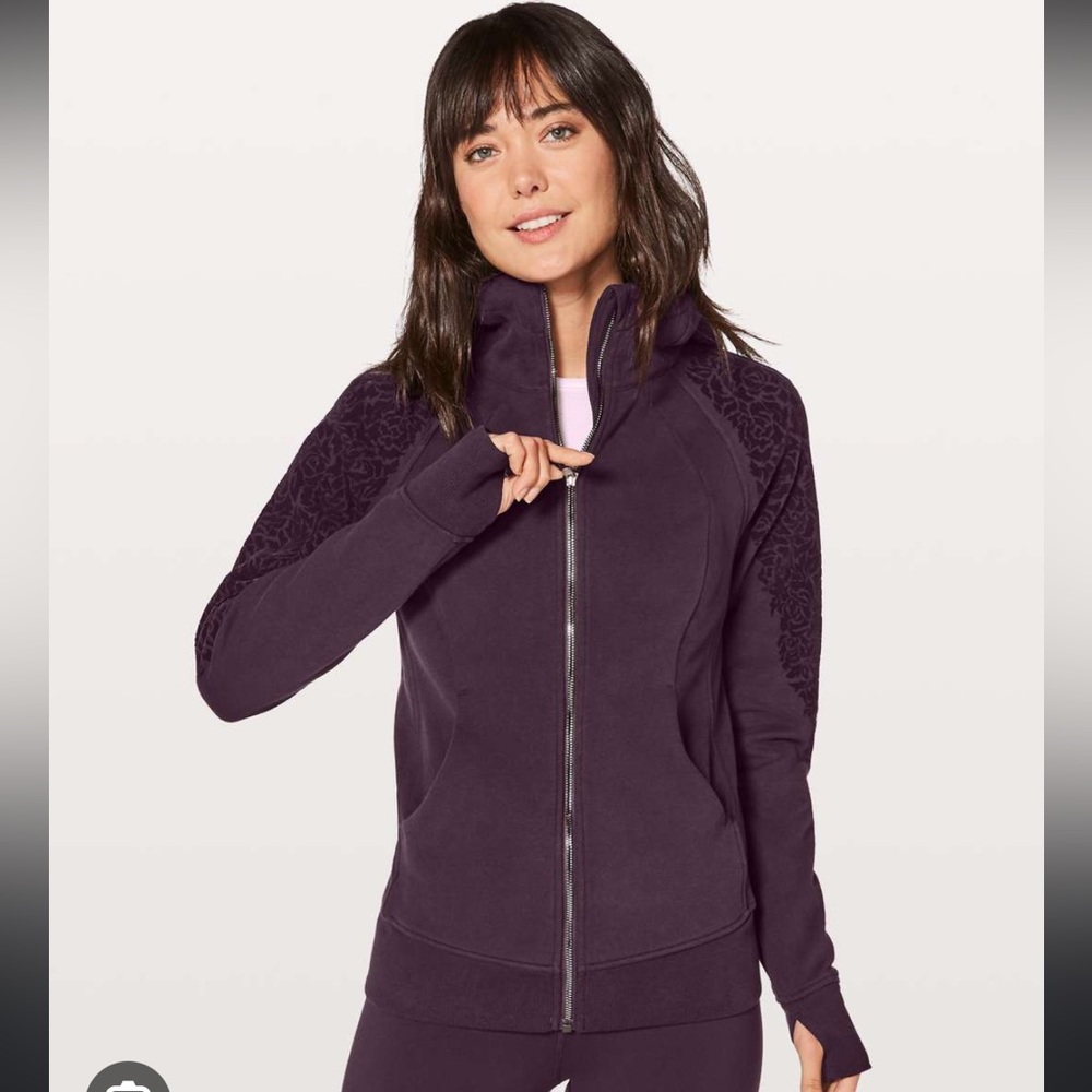 Lululemon Scuba Hoodie with Velvet Floral Shoulder size 6